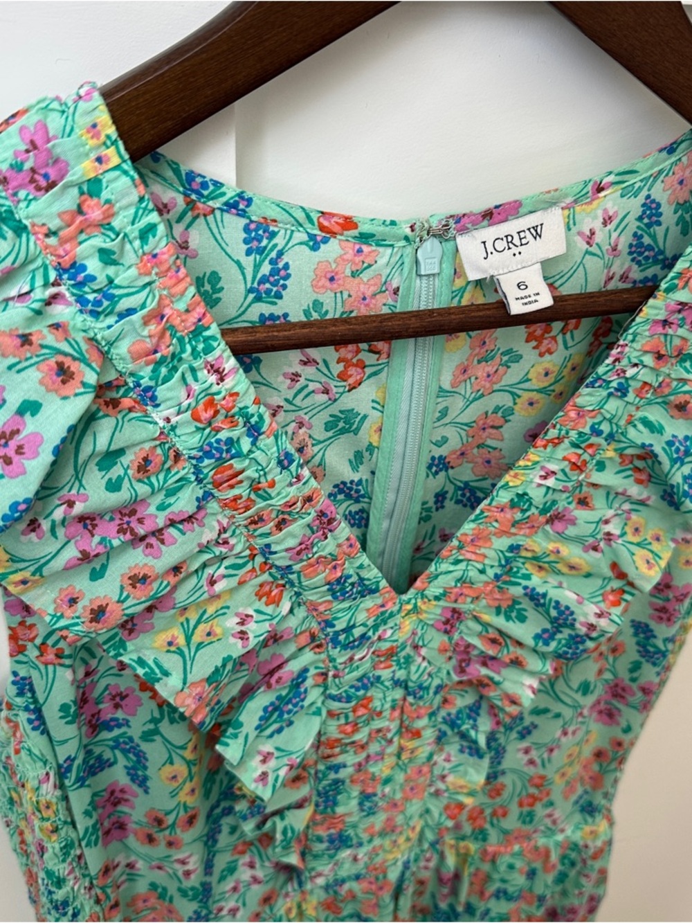 J. Crew Mint Green Floral Midi Dress
